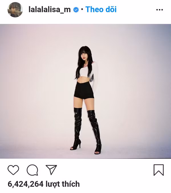 ''Soi'' Instagram của mỹ nhân Kpop không khó để nhận ra, bất cứ bài viết nào mà cô nàng đăng tải đều nhận được cơn mưa thả tim từ người hâm mộ. Bức ảnh có lượt tương tác cao nhất của Lisa đạt tới gần 6,5 triệu like.