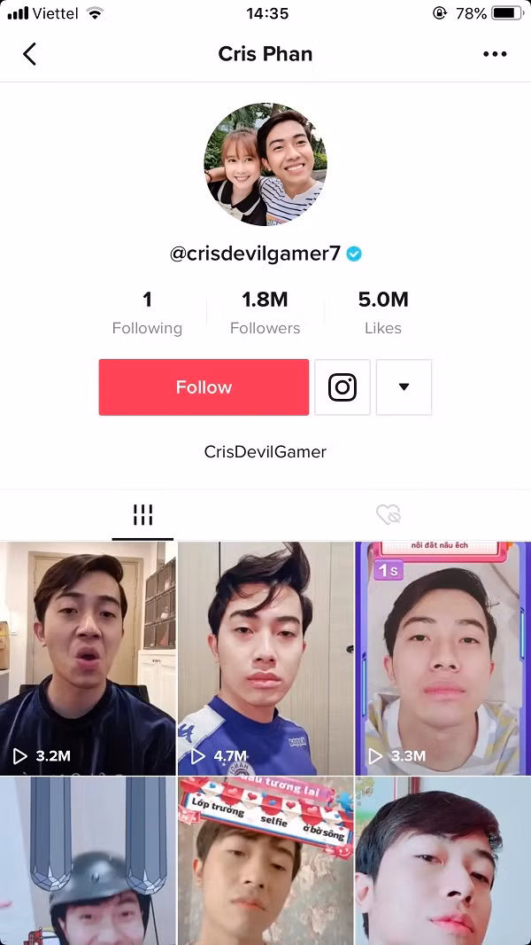 Các video của Cris Phan có lượng xem khủng nhờ màn biểu cảm hài hước cực độc, hay theo trend TikTok,...