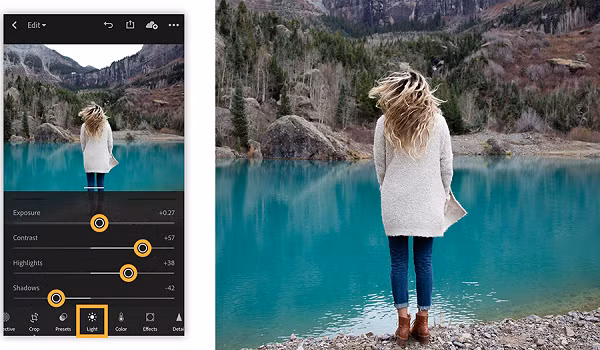 Vốn là một phần mềm photoshop trên máy tính, nhưng phiên bản Lightroom ngay trên điện thoại cũng chưa bao giờ khiến các cao thủ photoshop phải thất vọng. App này miễn phí tải về nhưng người dùng muốn trải nghiệm bản đầy đủ tính năng cần trả phí (khoảng 5 USD/ tháng).