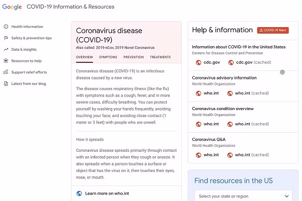 Google ra mắt trang web theo dõi Covid-19 nhưng chỉ dành cho người Mỹ Google ra mắt trang web theo dõi Covid-19 nhưng chỉ dành cho người Mỹ