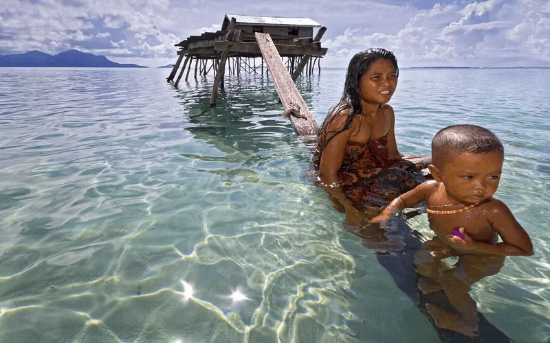 Bộ tộc Bajau, hay "Người du cư trên biển", sống trên thuyền và bắt cá bằng cách lặn tự do ở các vùng biển phía nam châu Á suốt hơn 1.000 năm. Hiện tại họ sống ở Indonesia và nổi tiếng với khả năng nhịn thở.