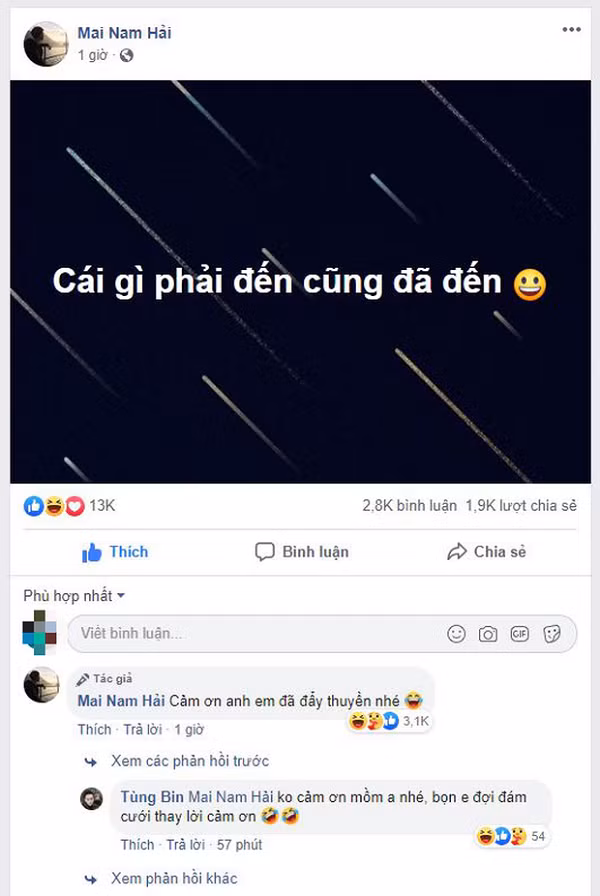 Ngay chiều hôm nay, trên trang cá nhân của Booman cũng đăng trạng thái ngầm xác nhận thông tin trên là đúng. Ở phần bình luận, nam streamer thậm chí còn lên tiếng cảm ơn cộng đồng fan và game thủ đã nhiệt tình ''đẩy thuyền''.