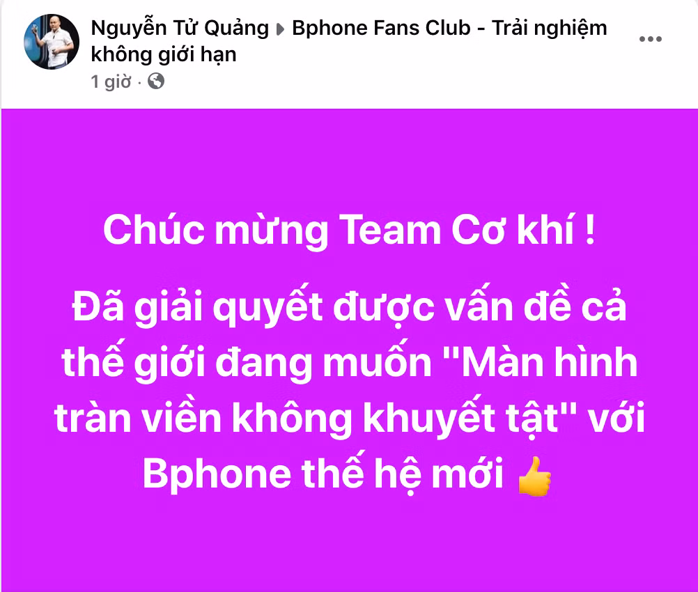 CEO Nguyễn Tử Quảng “úp mở” về Bphone mới màn hình vô khuyết CEO Nguyen Tu Quang “up mo” ve Bphone moi man hinh vo khuyet