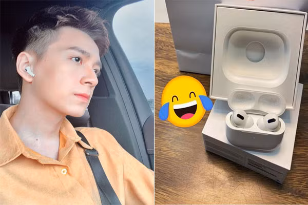 Tai nghe không dây màu trắng, có đệm tai bằng silicon đi kèm, tính năng đặc biệt là chống ồn chủ động được nam ca sĩ sử dụng thường xuyên. Hiện Apple Airpods Pro có giá bán lẻ khoảng hơn 7 triệu đồng. Ảnh: FBNV