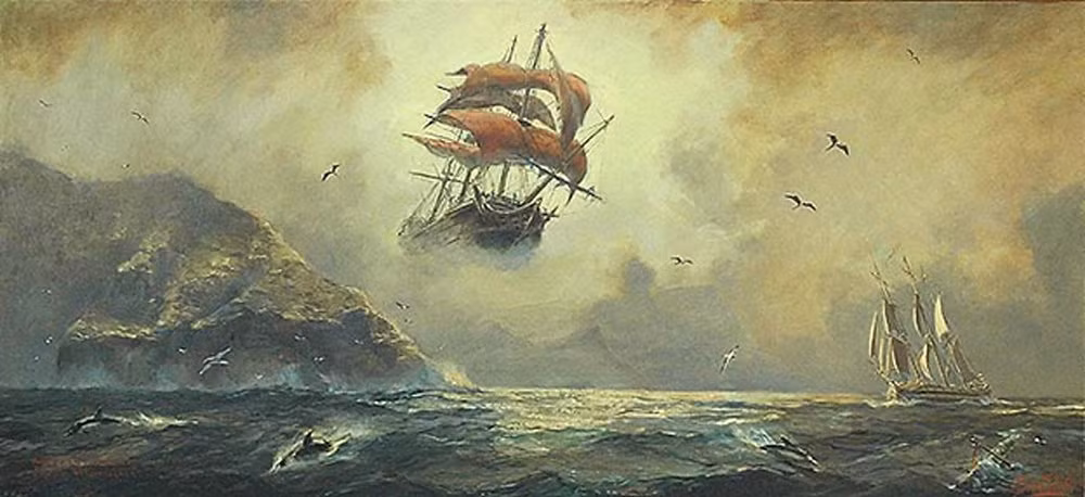 Con tàu "Người Hà Lan bay" (Flying Dutchman) trong phim "Cướp biển vùng Caribe" đã tồn tại trong các câu chuyện của người đi biển từ thế kỷ 17. (Ảnh: pinterest)