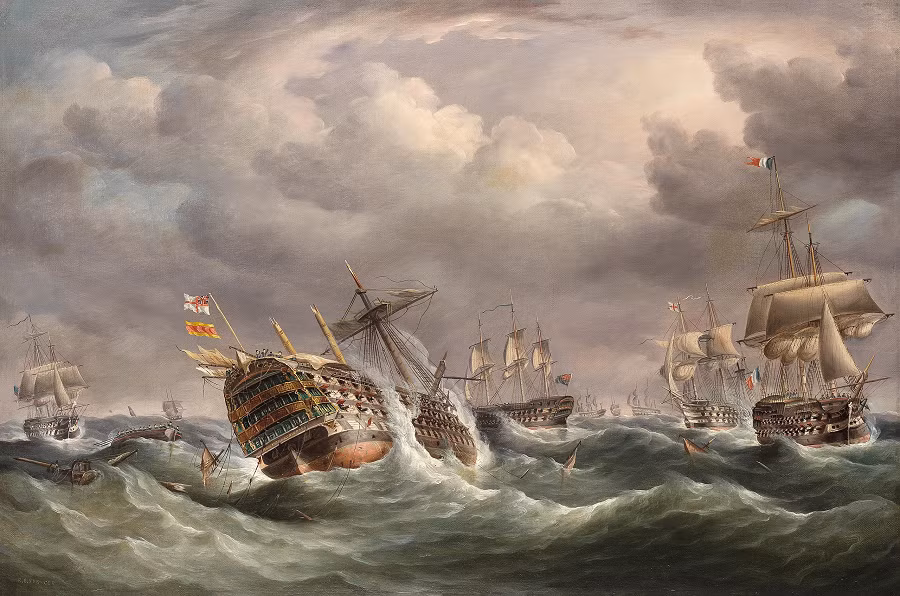Tham gia trận đánh ở mũi St Vincent và sau đó trong trận Trafalgar, tuy nhiên tàu bị đắm trong trận Trafalgar sau khi bị tấn công bởi hạm đội Anh. 