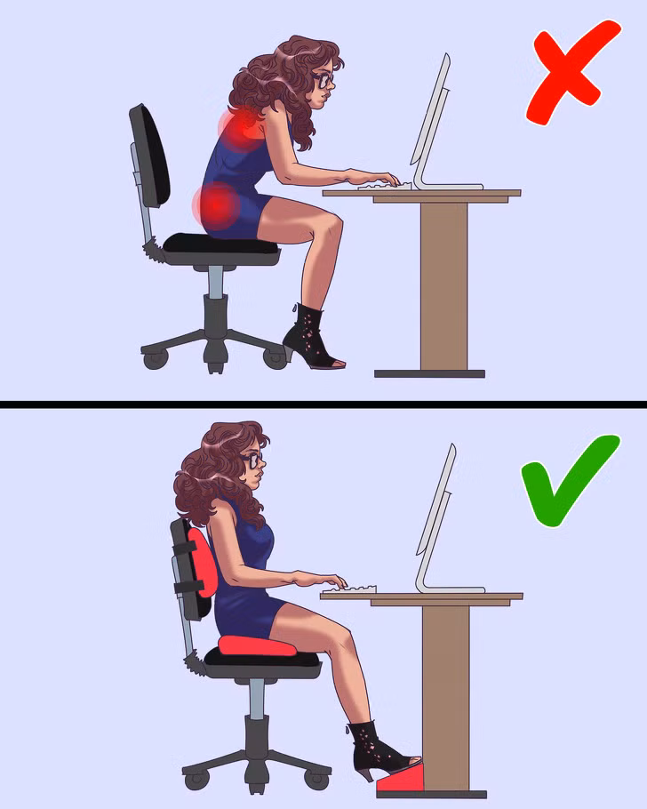 Bạn không sử dụng các sản phẩm hỗ trợ để có được tư thế ngồi làm việc tốt nhất: Thật khó để duy trì một tư thế lý tưởng cho sức khỏe khi ngồi làm việc tại văn phòng. Nhưng trong trường hợp này, bạn có thể sử dụng một số sản phẩm hỗ trợ đặc biệt. Chúng có thể giúp bạn xây dựng thói quen ngồi làm việc tốt hơn.