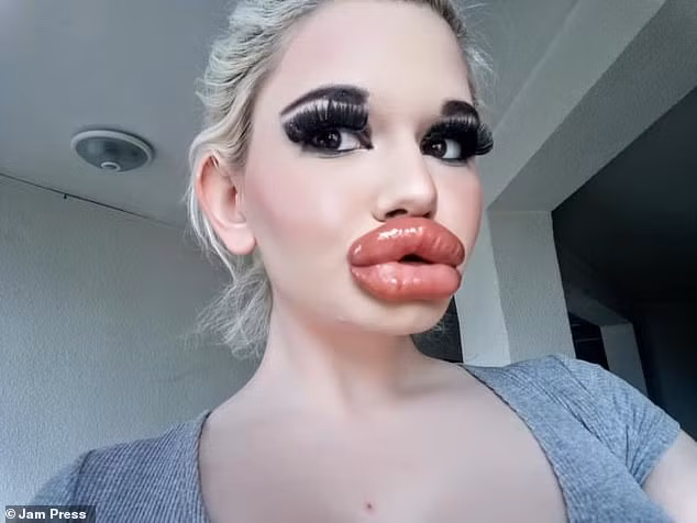 Andrea Emilova Ivanova, 22 tuổi, sinh sống ở thủ đô Sofia, Bulgaria, được mệnh danh là “búp bê Barbie đời thực” bắt đầu cuộc sửa đổi từ năm 2018. Cô đã chi hàng nghìn USD để tiêm chất làm đầy môi nhằm mục đích sở hữu đôi môi dày nhất thế giới.