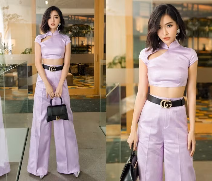 Bích Phương diện cả cây đồ tím không những không sến sẩm mà còn sang chảnh hết nấc.
