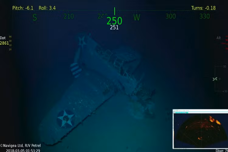 Hầu hết số chiến đấu cơ có mặt trên USS Lexington khi nó gặp nạn đều nằm rải rác xung quanh nơi con tàu này chìm. Được biết, USS Lexington có thể mang theo tối đa tới 78 máy bay chiến đấu các loại chủ yếu là F4F Wildcat và TBD-1. Nguồn ảnh: Stars and Stripes.