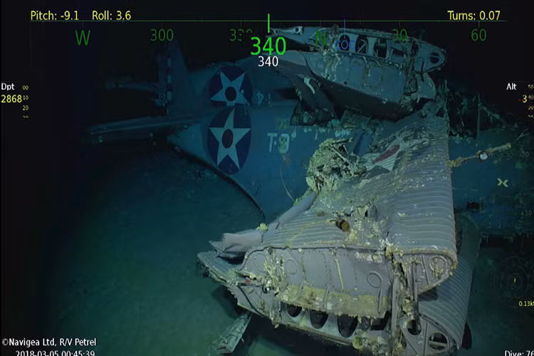 Xác của những chiếc tiêm kích hạm Douglas TBD Devastator cũng thuộc biên chế USS Lexington được phát hiện gần nơi tàu sân bay này chìm. Nguồn ảnh: Stars and Stripes.