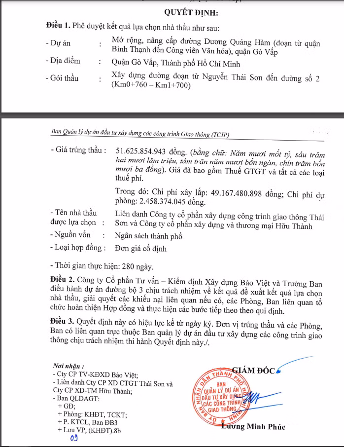 Nang luc nha thau Thai Son - Huu Thanh thi cong duong Duong Quang Ham?