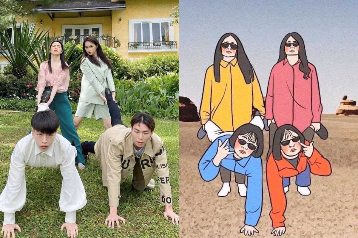 Mới đây, Hương Giang đăng loạt ảnh hài hước cùng chị em 'Hoa dâm bụt' kèm chia sẻ: "Đi du lịch nhóm chụp hình như thế nào?".