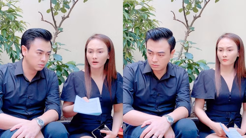 Chia sẻ ảnh hậu trường hài hước bên Bảo Thanh, MC Tuấn Tú viết: “Để em vợ mà mắng thì toang luôn. Mắng gần 2 trang kịch bản thì đỡ làm sao nổi đây?”.