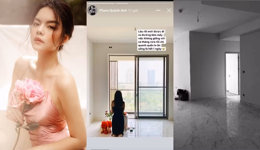Sao Việt Phạm Quỳnh Anh hé lộ một góc nhỏ trong căn hộ mà cô mới mua tại TP.HCM. Hiện tại, nữ ca sĩ chỉ vừa nhận nhà, chưa thiết kế và bày trí nội thất cho không gian mới này.