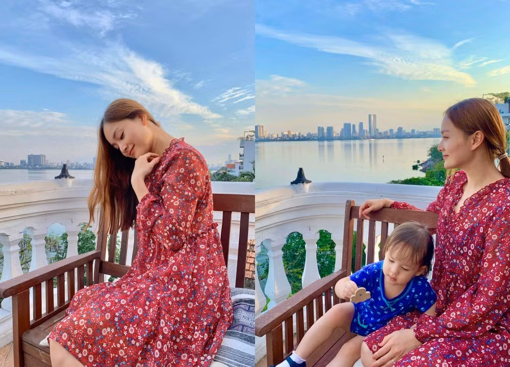 Lan Phương chia sẻ những khoảnh khắc đáng yêu bên con gái do chồng Tây chụp được. Nữ diễn viên dí dỏm viết: “Cảm ơn chồng yêu thỉnh thoảng chụp được cho em vài tấm hình đẹp”.