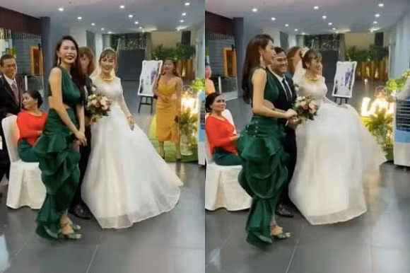 Qua dam cuoi, Thuy Tien lam dieu bat ngo voi co dau chu re-Hinh-2