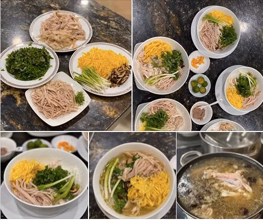 Ca sĩ Phạm Thu Hà nấu bún thang - đặc sản của người Hà Nội.