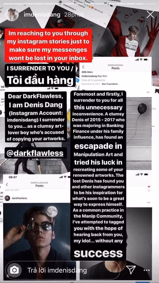 Denis Dang xin loi khi bi to 