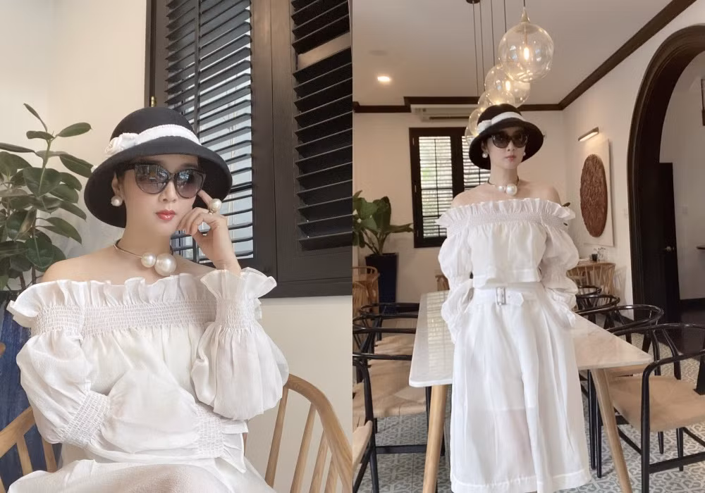 Giáng My khoe phong cách thời trang nữ tính, sang trọng khi hội ngộ với bạn bè.