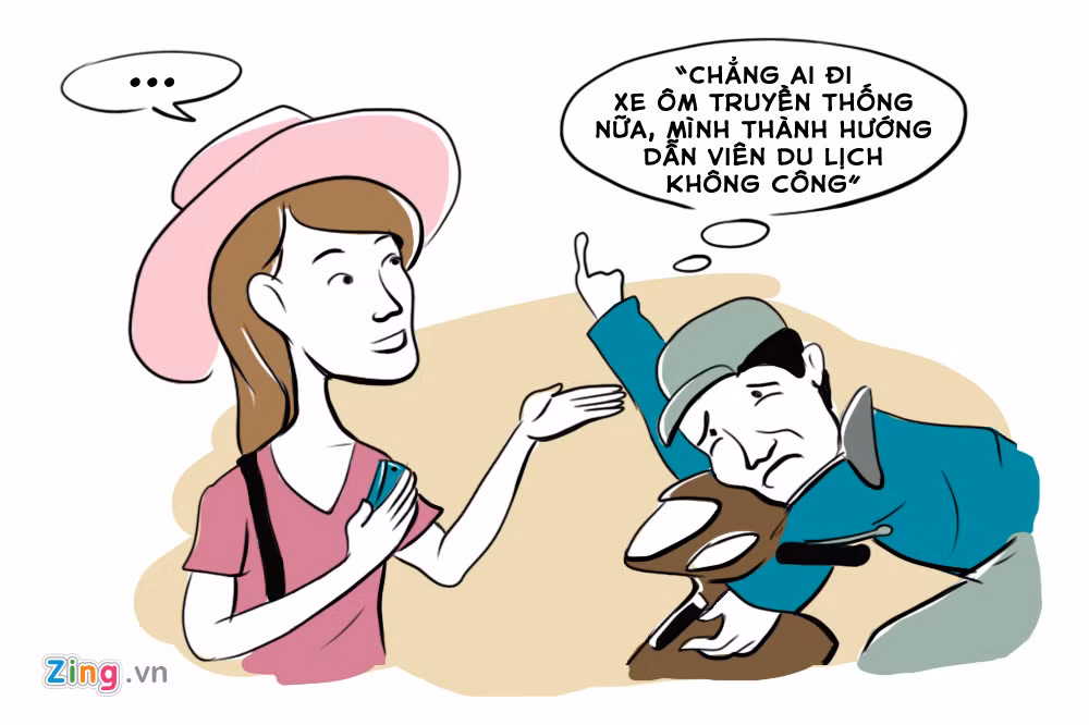 Nhiều tài xế xe ôm truyền thống chia sẻ khách ngày càng ít đi, chỉ có người hỏi đường là tìm đến họ.