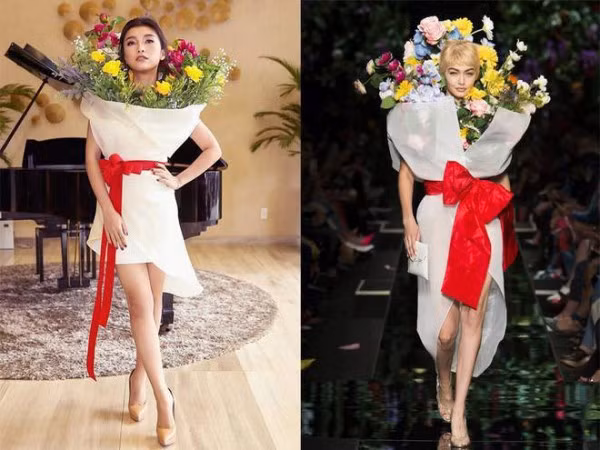 Trong một sự kiện, Tiêu Châu Như Quỳnh gây chú ý khi mặc trang phục giống hệt một thiết kế mới của Moschino. Thực tế, thiết kế này lấy ý tưởng từ tranh của họa sĩ người Italy, René Gruau. Tuy nhiên, việc nữ ca sĩ mặc trang phục tương tự sau khi nó được nhãn hàng lớn giới thiệu làm dấy lên nghi án cô mặc đồ nhái. Giải thích về vấn đề này, stylist của Tiêu Châu Như Quỳnh cho biết, giống Moschino, anh đã thiết kế chiếc váy dựa trên bức họa của René Gruau nên khó tránh khỏi sự tương đồng.