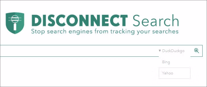 Công cụ tìm kiếm siêu dữ liệu Disconnect Search tập hợp các kết quả của các công cụ tìm kiếm (Google , Bing, Yahoo, Duck Duck Go) và không đòi hỏi địa chỉ IP của bạn.