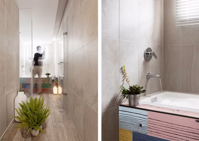 Phòng tắm được bố trí phía trong cùng của căn hộ.