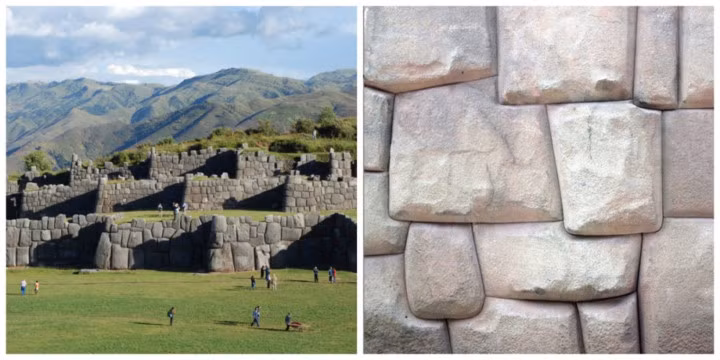 Khu đền Saksaywaman, Peru. Những phiến đá hoàn hảo của ngôi đền cổ này được xếp chồng lên nhau mà không hề sử dụng vôi vữa. Ở một số chỗ, thậm chí một mẩu giấy cũng không thể lọt qua khe giữa các phiến đá. Mỗi khối đá có bề mặt mịn và các góc tròn. Không ai biết ngôi đền được xây dựng như thế nào.