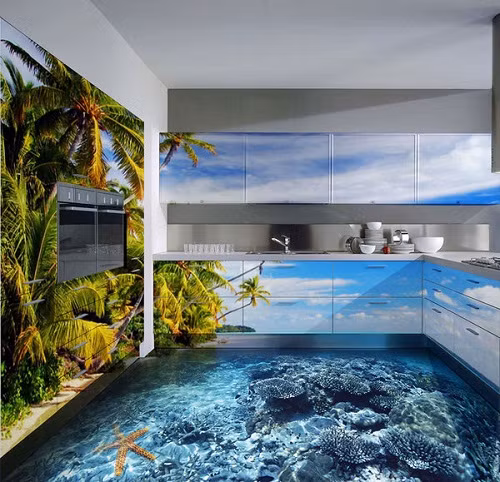 Với sàn nhà 3D, không gian bên trong căn nhà có thể "hóa thân" trở thành bất cứ thứ gì mà gia chủ yêu thích như: hùng vĩ như núi non, bao la như biển rộng, lãng mạn như triệu đóa hồng bung nở, hay cổ điển như những chiếc đồng hồ nổi tiếng, thậm chí là âm u như vực sâu... Đây thực sự trở thành một giải pháp lí tưởng cho những căn hộ có diện tích nhỏ hẹp, giúp đem lại hiệu ứng thị giác rộng rãi hơn cho không gian sống bên trong. Hãy cùng chiêm ngưỡng những mặt sàn nhà thiết kế 3D độc đáo này nhé.