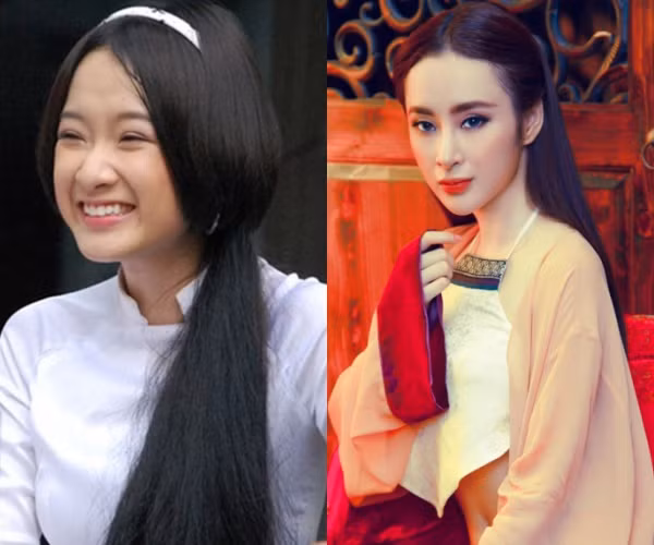 Dưới đây là những người đẹp cũng gây ngỡ ngàng khi bị tung ảnh thời chưa dao kéo: Anglela Phương Trinh đã trải qua can thiệp để có được vẻ đẹp như hiện nay