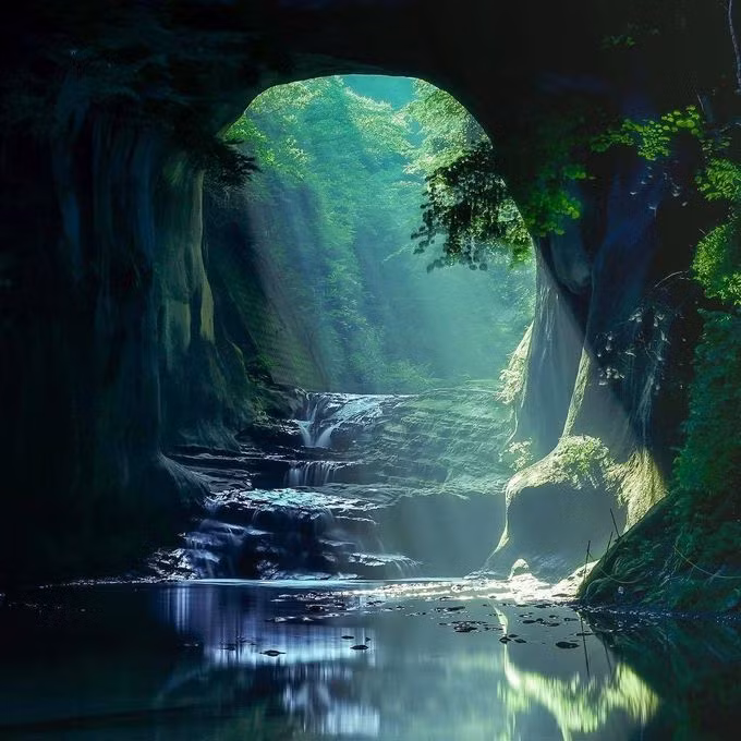 Thời gian và địa điểm để ngắm nhìn khe suối này tuyệt đẹp nhất chính là vào lúc bình minh. Khi những tia sáng đầu tiên chiếu qua đường hầm kết hợp với lớp sương mờ ảo tạo nên một cảnh quang như chốn bồng lai.