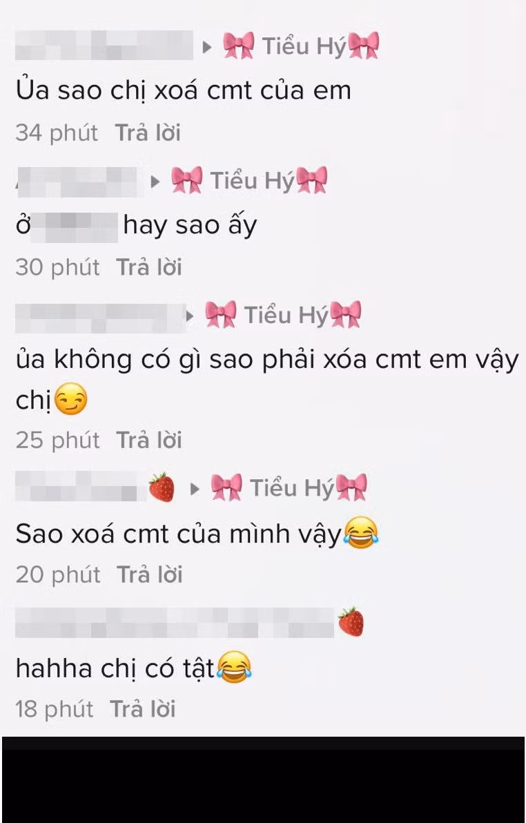 Ngoài ra, nữ TikToker còn còn xóa đi một số bình luận của một số tài khoản mạng hỏi về vụ "phốt" có đúng sự thật hay không. Nhiều người cảm thấy khó hiểu và hỏi tại sao cô nàng phải xóa bình luận khi bản thân "không có gì".