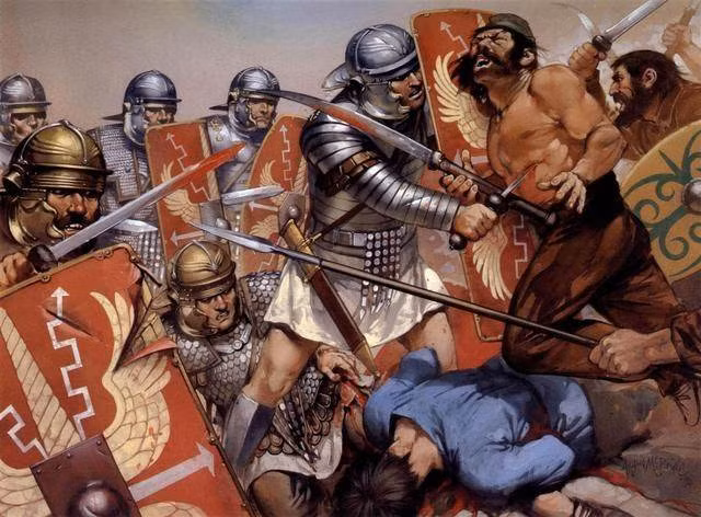 Hai cạnh kiếm Gladius Hispaniensis chạy song song hầu hết chiều dài của thân kiếm. Mũi kiếm được rèn nhọn hoắt để đâm xuyên qua lớp giáp của đối phương.