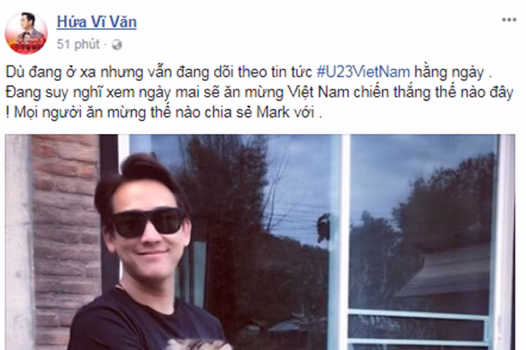 Hứa Vĩ Văn đang suy nghĩ sẽ ăn mừng như thế nào nếu U23 Việt Nam vô địch.