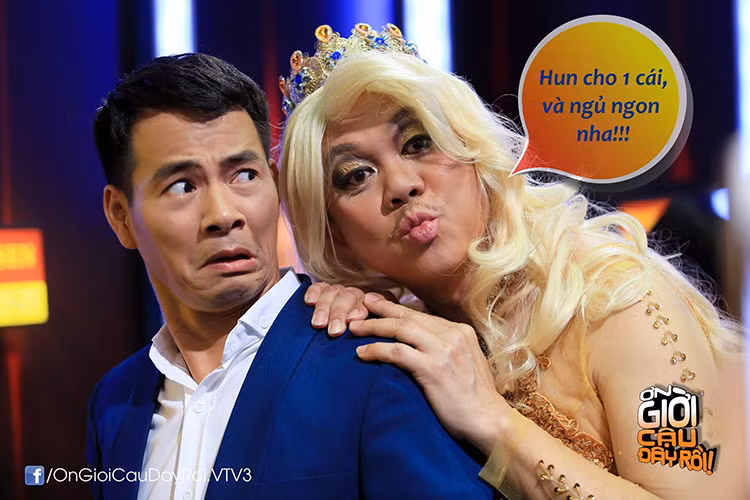 Không chỉ cùng mang lại tiếng cười cho khán giả, ê-kíp “Ơn giời, cậu đây rồi” còn có mối quan hệ thân thiết ngoài đời. Trong ảnh, Xuân Bắc biểu cảm khó đỡ bên Chí Tài.