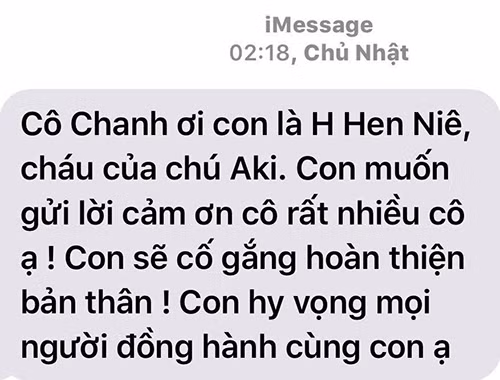 Tin nhắn H'Hen Niê gửi Phương Thanh. Ảnh: FBNV