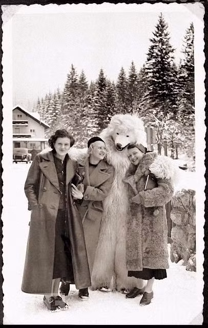 Eva Braun và bạn bè đi chơi trên đỉnh núi tuyết Alps, Đức năm 1935. Ảnh VT