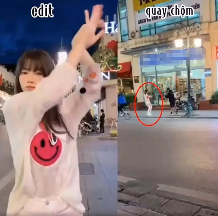 Đoạn clip quay lén này sau khi chia sẻ lên MXH đã nhanh chóng gây chú ý, Người đăng còn ghép clip quay lén với video Lê Bống tự up lên kênh chính chủ trước đó để so sánh nhan sắc.