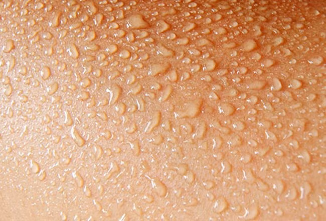 Đổ mồ hôi: Đây là một phản ứng làm mát tự nhiên của cơ thể khi thời tiết nắng nóng cao điểm. Cơ thể đẩy mồ hôi lên bề mặt da, mồ hôi bay hơi đem theo cả hơi nóng. Bạn sẽ rất nhanh mệt mỏi nếu cơ thể không đổ mồ hôi.