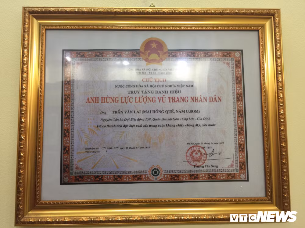Ông Trần Văn Lai được Nhà nước truy tặng danh hiệu Anh hùng lực lượng vũ trang Nhân dân.