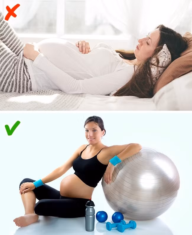 Quan niệm 3: Bạn không nên tập thể dục khi mang thai. Nếu bạn không gặp bất kỳ vấn đề nào khi mang thai, việc tập luyện đều đặn là điều cần thiết cho một người mẹ tương lai. Thói quen này không chỉ giúp duy trì vóc dáng cho mẹ, mà còn tốt cho sự phát triển thai nhi. Nhưng hãy nhớ luôn tham khảo ý kiến bác sĩ về bài tập và cường độ tập luyện phù hợp với bạn.