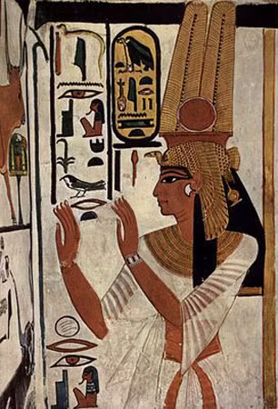 Tường lăng mộ vẽ Hoàng hậu Nefertari.