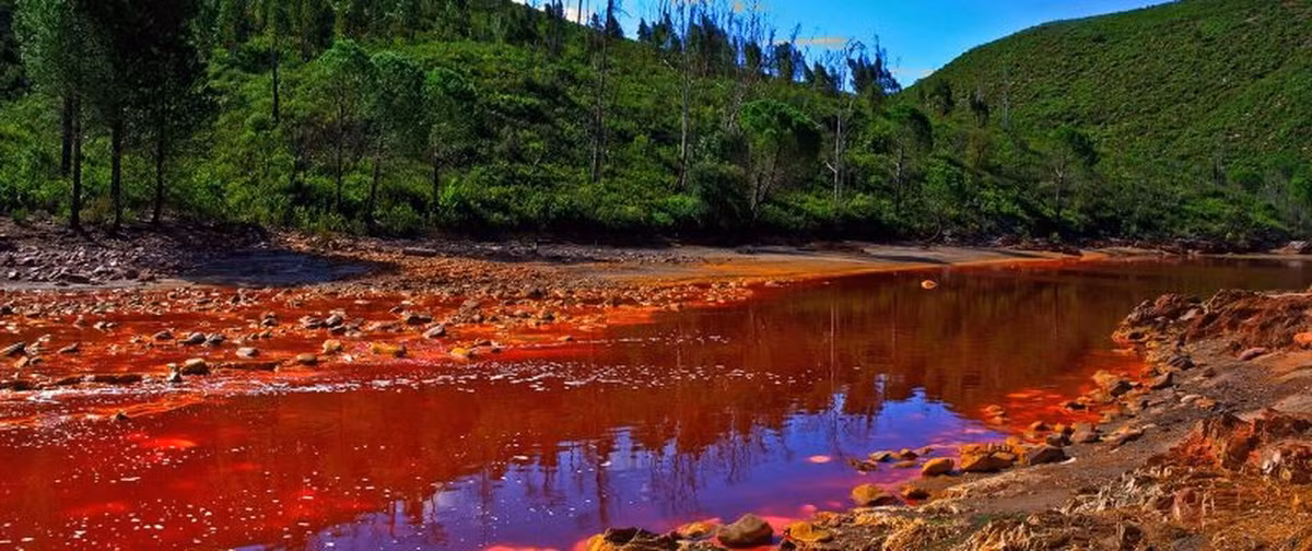 Sông Rio Tinto bắt nguồn từ tỉnh Huelva của Tây Ban Nha và chảy qua Andalusia. Dòng nước này được biết đến là một trong những nơi có tính axit nhất trên Trái đất. Nước có độ pH dao động trong khoảng 1,7-2,5 và đe dọa đến bất kỳ sinh vật sống nào.