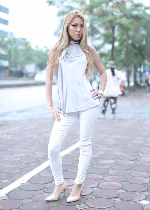 Thí sinh Nguyễn Hồng Nhung dù không có chiều cao nổi bật (1m60) nhưng gương mặt lại khá Tây. 