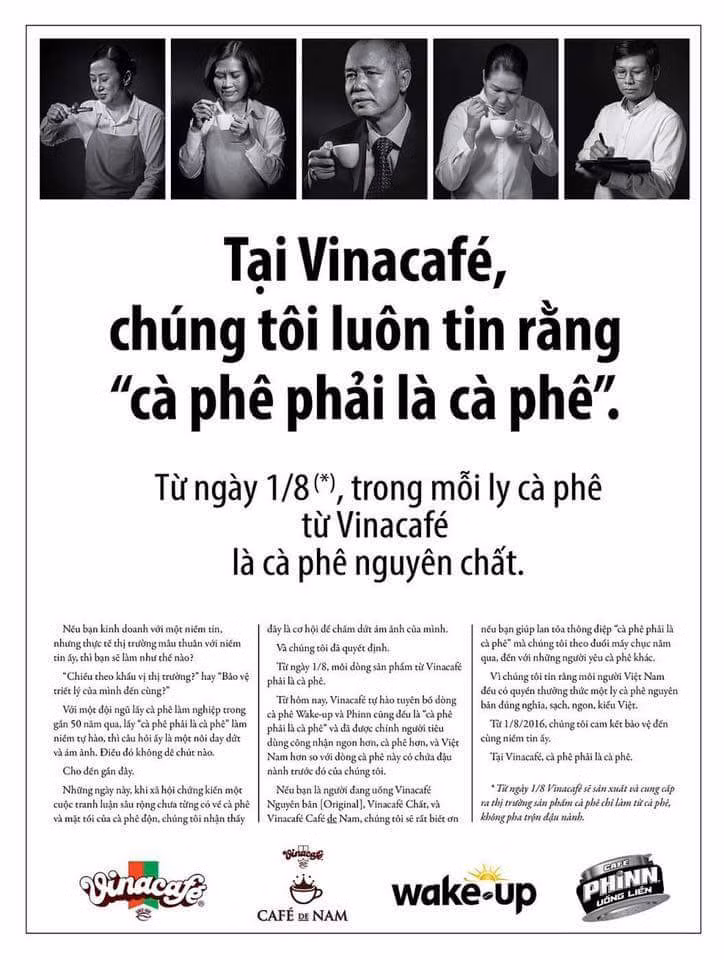 Thông điệp quảng cáo gây tranh cãi của Vinacafé.