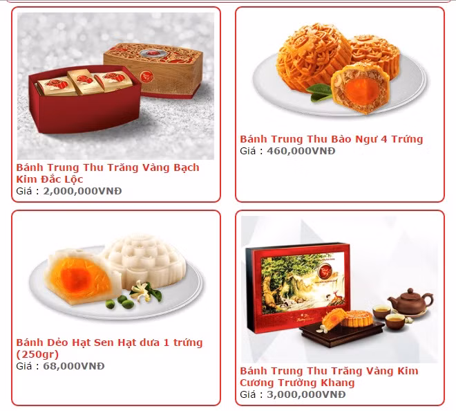 Một số loại bánh trung thu cao cấp của Kinh Đô