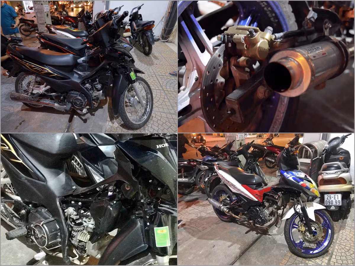 Các phương tiện được tháo khung, độ bô để thuận tiện cho việc đua xe, đánh võng, lạng lách, nẹt bô.