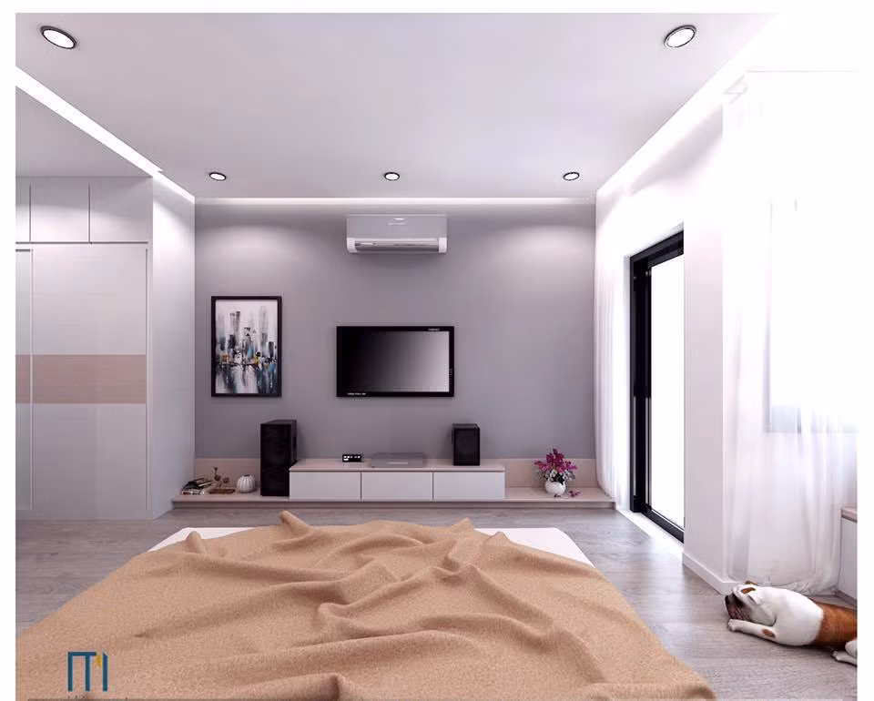 Tầng 2 của ngôi nhà bao gồm 2 phòng ngủ và 2 nhà vệ sinh.