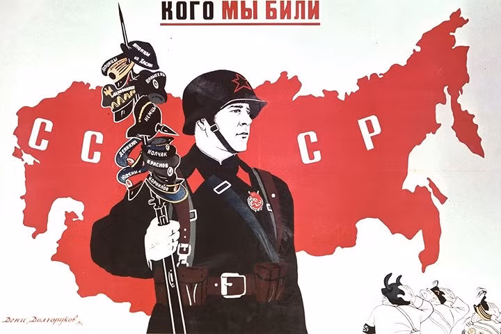 Bức tranh “Chúng tôi đã đánh bại những kẻ nào” vẽ năm 1939. Ngày 23/2 là “Ngày Bảo vệ Tổ quốc Nga” - năm 2002, nhà lãnh đạo Vladimir Putin đã chọn lựa cái tên chính thức này.